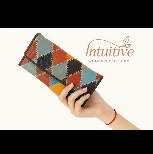 Billetera cuero Genuino patchwork multicolor original