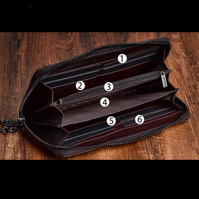 Billetera cuero Genuino diseño floreado grande vintage