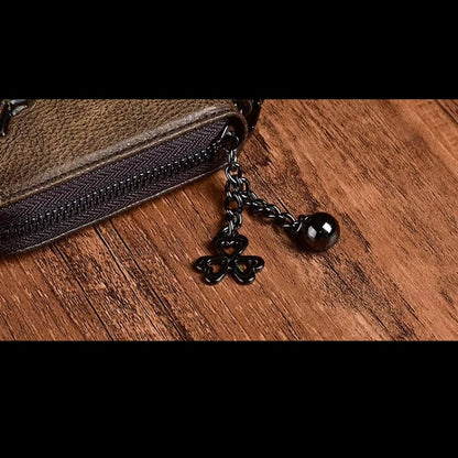 Billetera cuero Genuino diseño floreado grande vintage