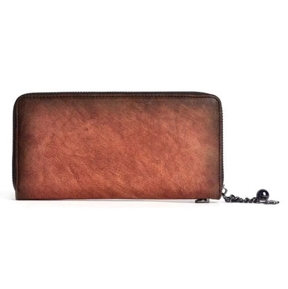 Billetera cuero Genuino diseño floreado grande vintage