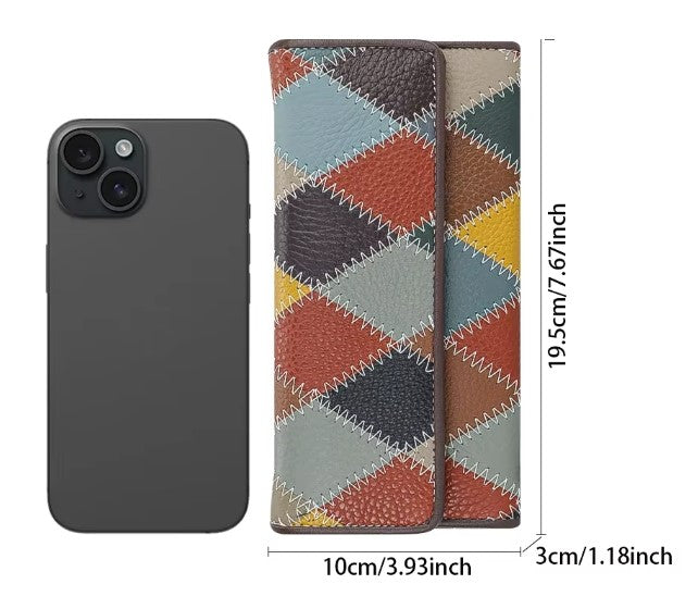 Billetera cuero Genuino patchwork multicolor original