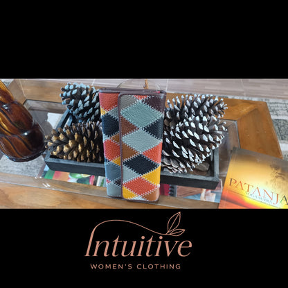 Billetera cuero Genuino patchwork multicolor original