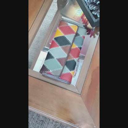 Billetera cuero Genuino patchwork multicolor original