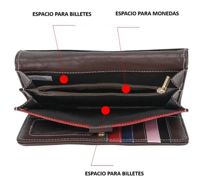 Billetera cuero Genuino patchwork multicolor original