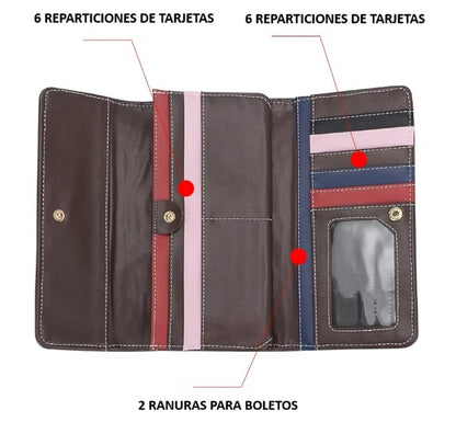 Billetera cuero Genuino patchwork multicolor original