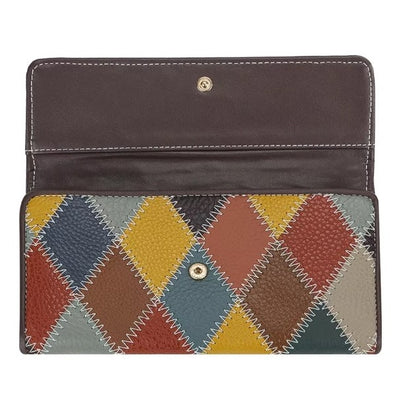 Billetera cuero Genuino patchwork multicolor original